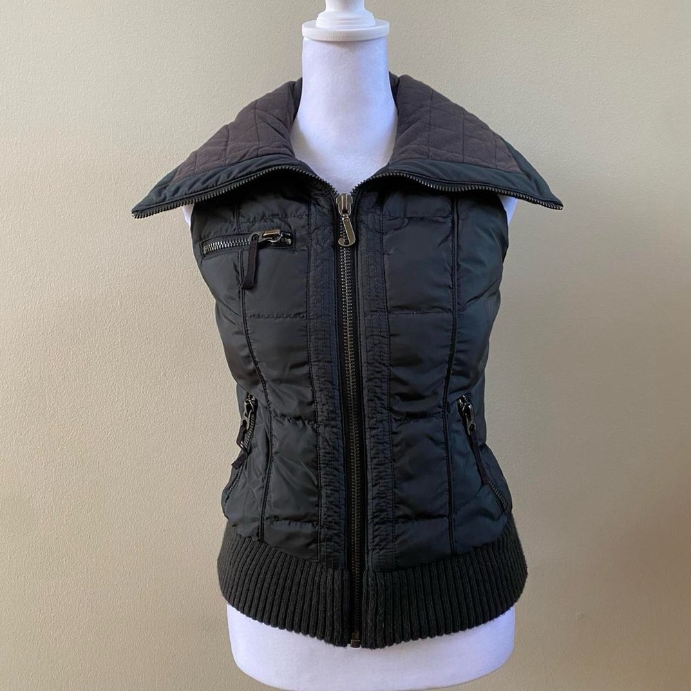 Vintage Y2k Juicy Couture Grail Black Puffer Vest w J Zipper Detail Sz XS